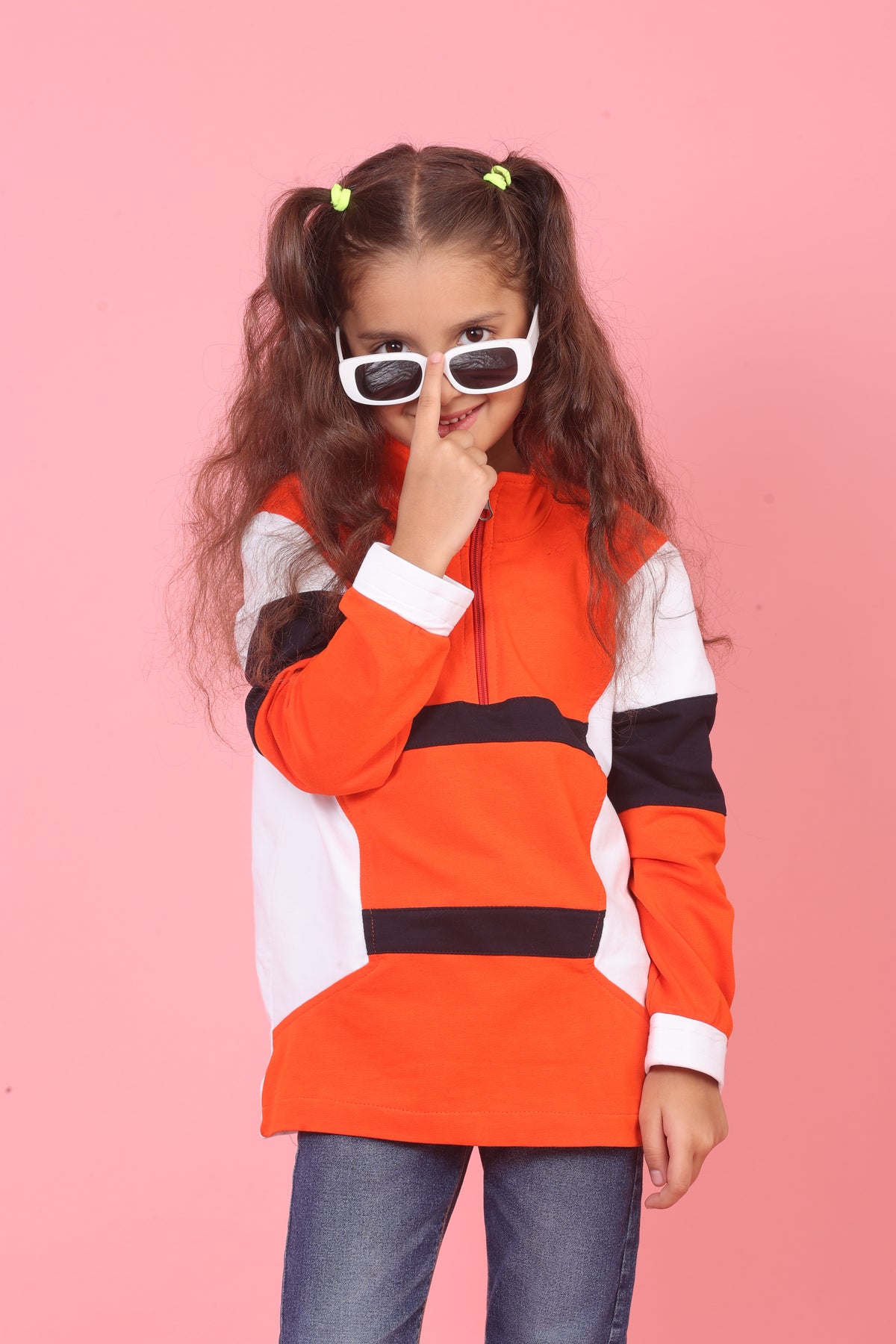 Colour Block Jacket - Orange