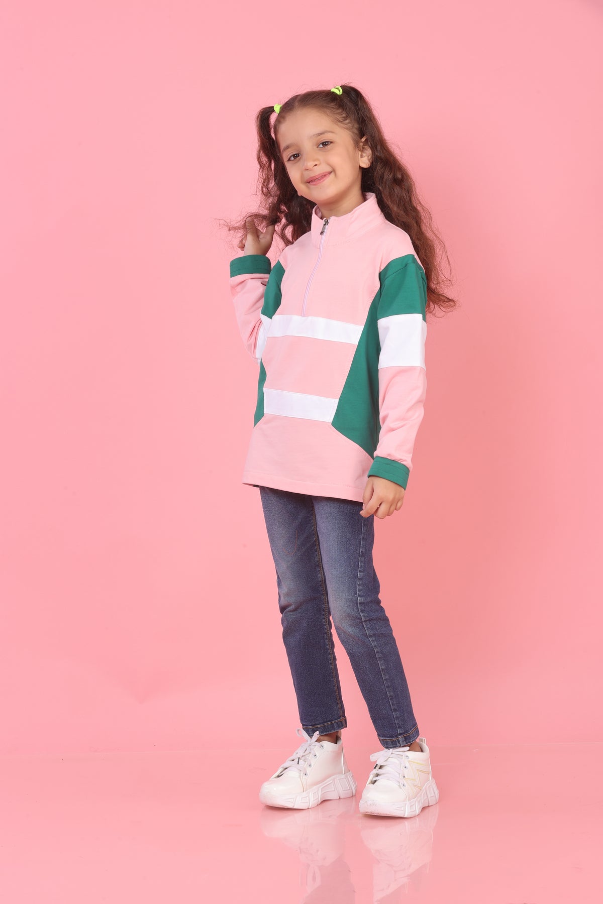 Colour Block Jacket - Pink